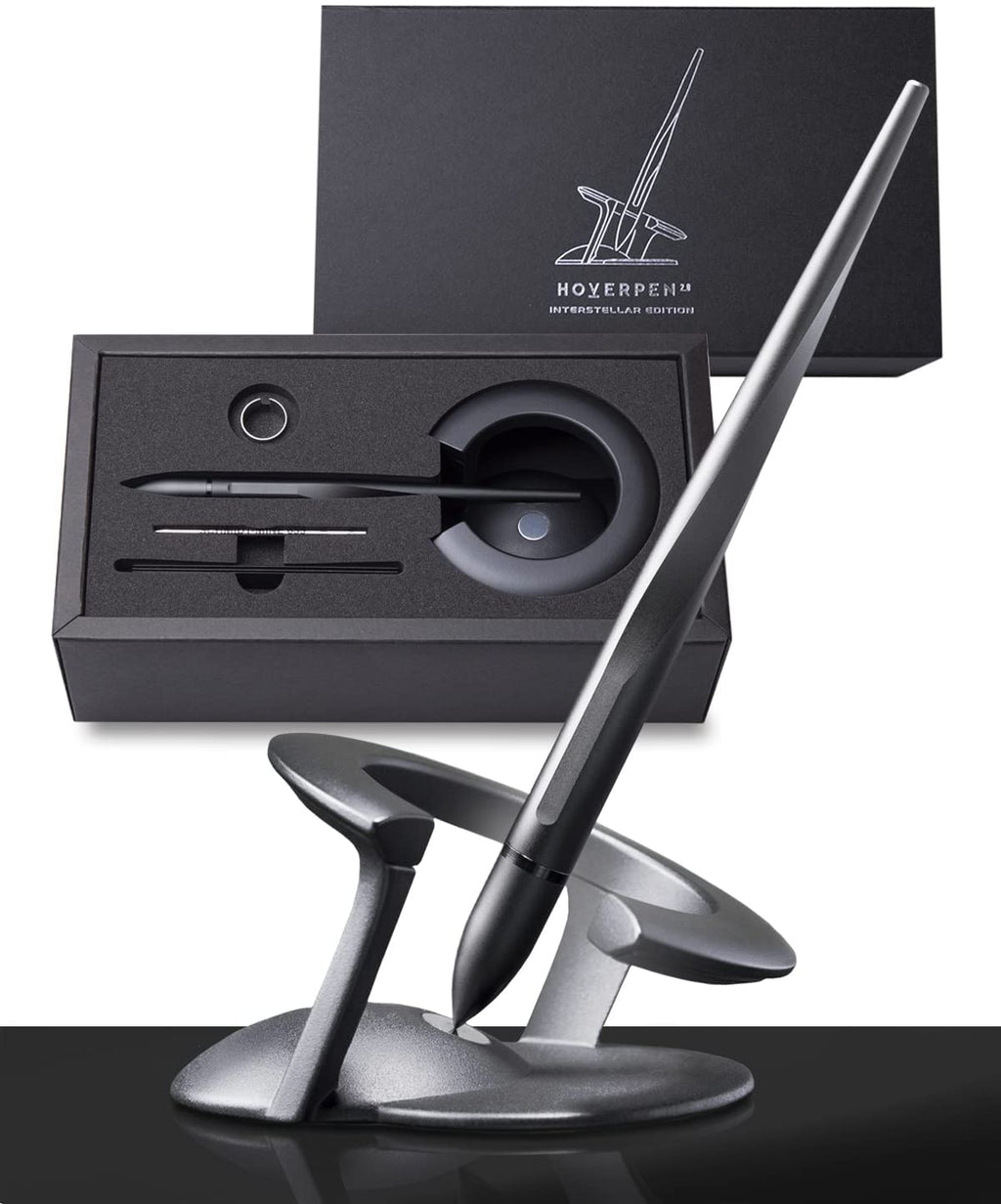 Novium Hoverpen 2.0 - Futuristic Luxury Pen, Freely Suspended to Spin (Space Black, Basic)