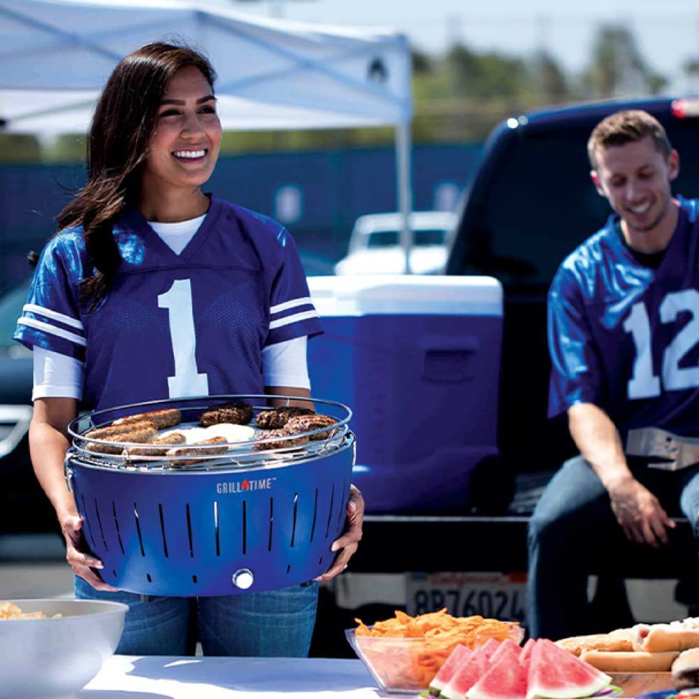 Grill Time Tailgater GT Portable Charcoal Grill  Lightweight Compact Small BBQ Accessories (12.5 Inch, Blue)