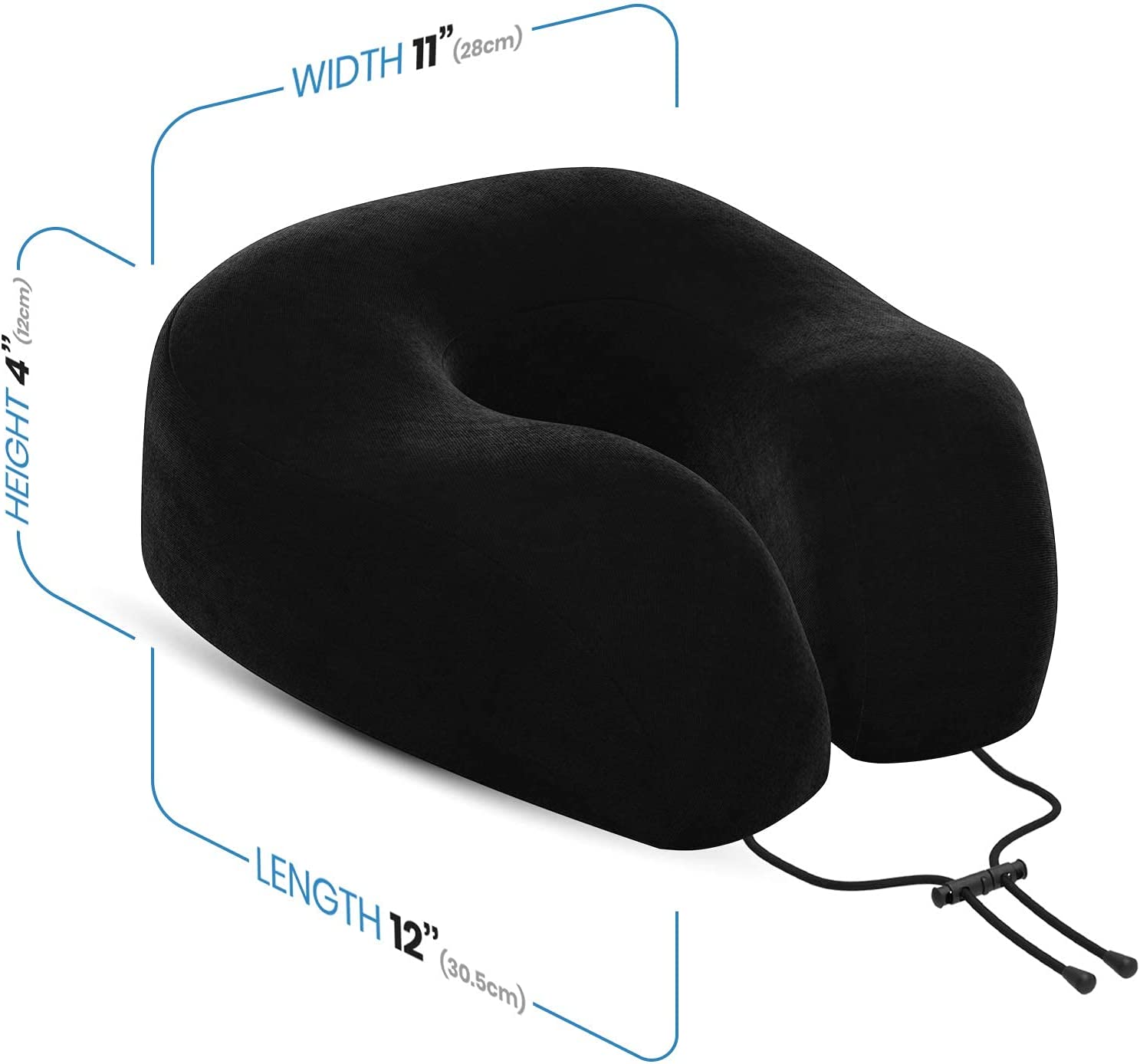 Everlasting Comfort Memory Foam Travel Pillow  Airplane Neck Rest & Plane Accessories (Black)