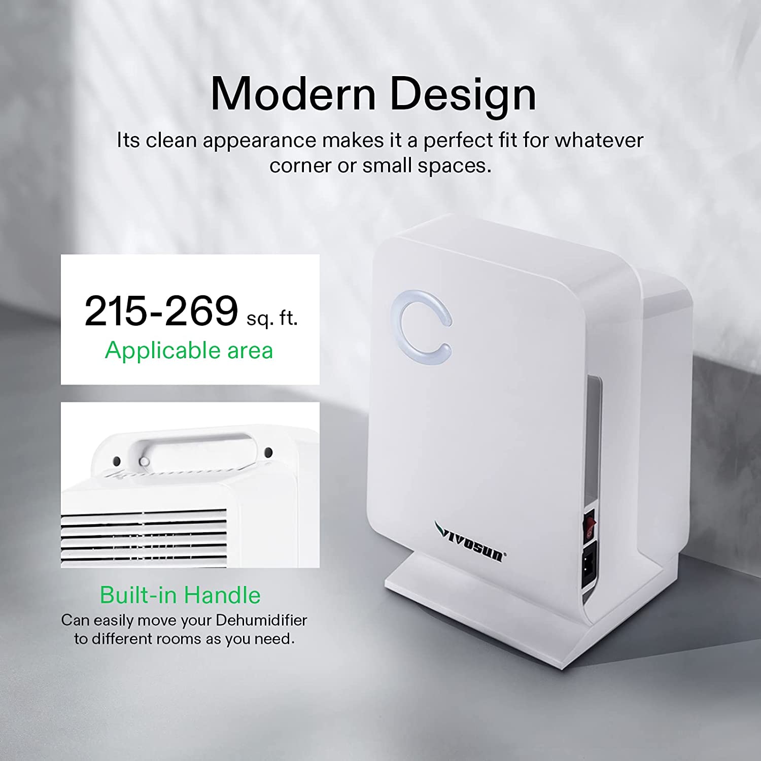 VIVOSUN Small Space Mini Dehumidifier For Grow Tent Closets Bathroom And Basement