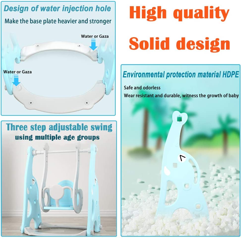 4-in-1 Slide and Swing Set with Climber and Basketball Hoop,Play Climber Slides Playset