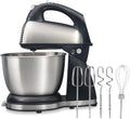 Hamilton Beach Classic Stand and Hand Mixer, 4 Quarts, 6 Speeds with QuickBurst, Bowl Rest, 290 Watts Peak Power, Black and Stainless