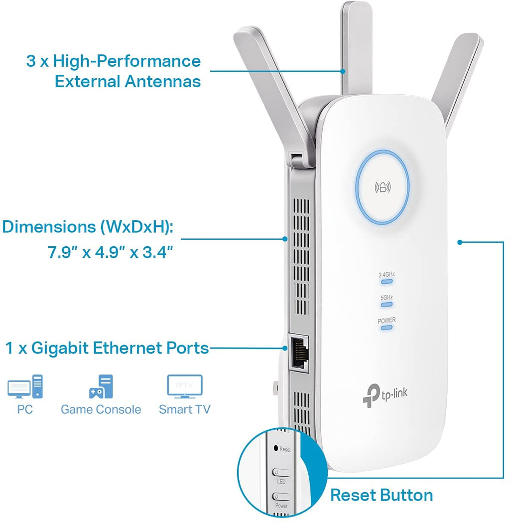 TP-Link AC1900 WiFi Range Extender RE550 Covers up to 2,800 Sq.ft. and 35 Devices, Up to 1900Mbps