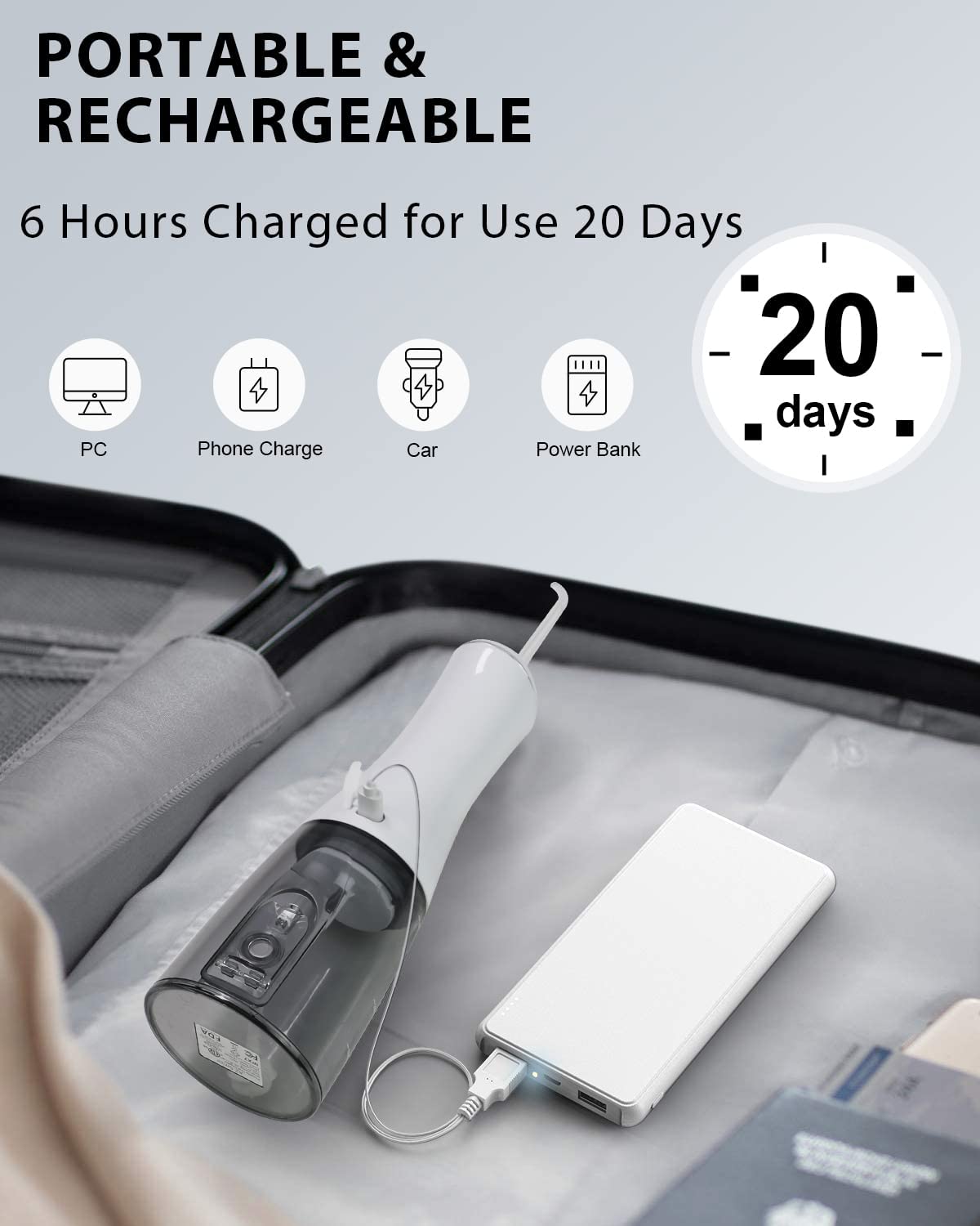 MySmile Cordless Water Flosser for Teeth Cleaner, 350ml Dental Plaque Remover Tool with 5 Modes  (White)