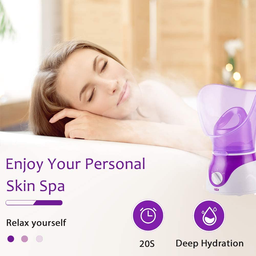 Facial Steamer, Professional Spa Home Face Steamer Sauna Pores Cleanse-BPA Free - 4 Piece Stainless Steel Skin Kit