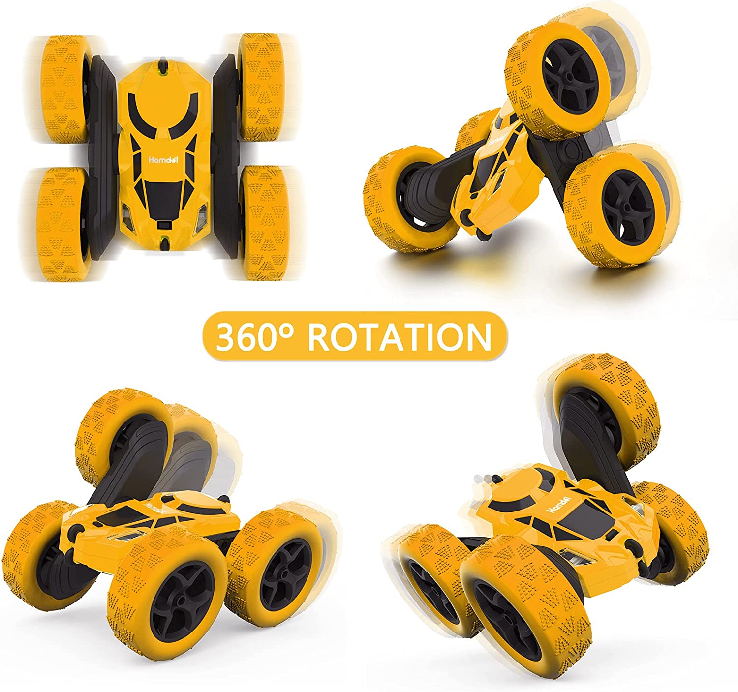 Hamdol Remote Control Car Double Sided 360°Rotating 4WD RC Cars with Headlights 2.4GHz Electric Race Stunt Toy Car Rechargeable Toy Cars for Boys Girls Birthday