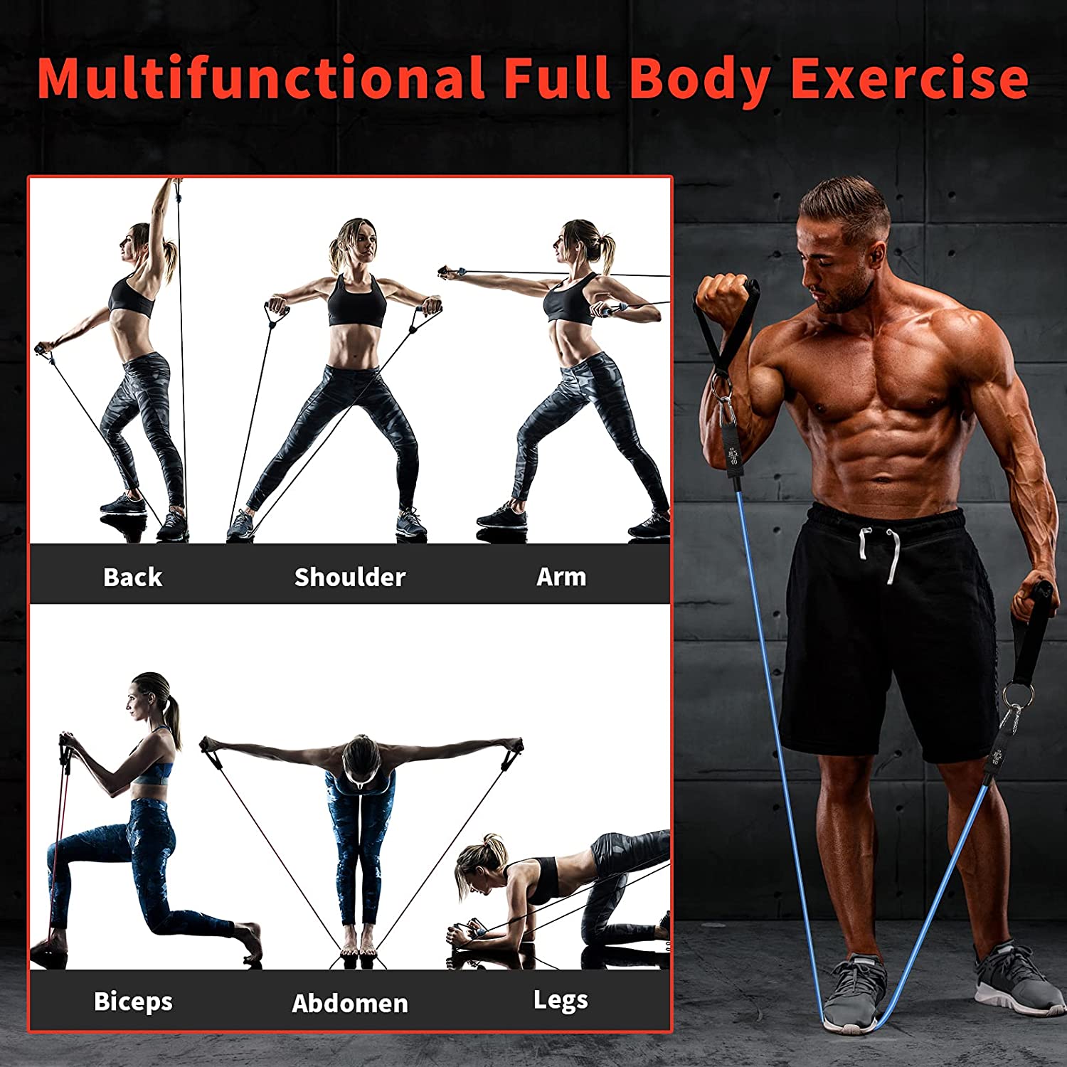 Resistance Bands Set,200 lbs Elastic Bands for Exercise Workout Bands with Handles Home Gym Equipments, Door Anchor,Ankle Straps Stretching Fitness Bands for Indoor and Outdoor Sports