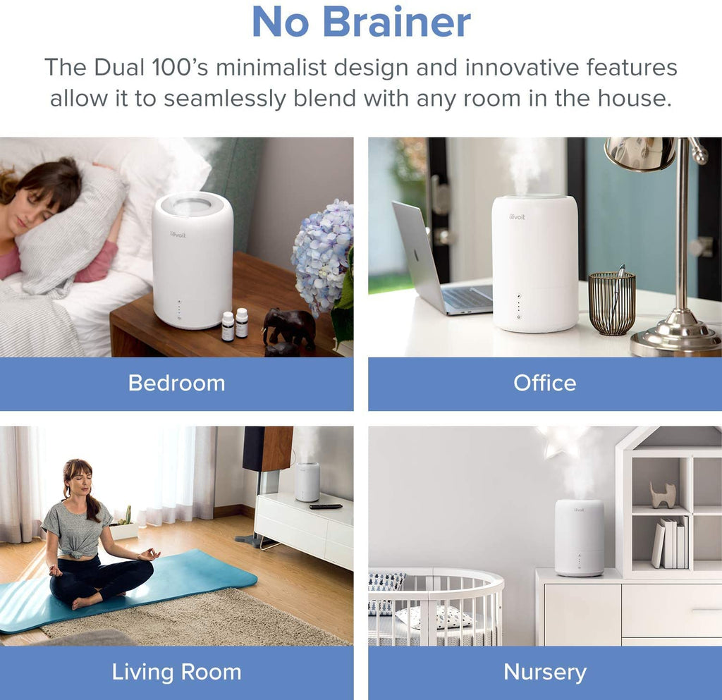 LEVOIT Humidifiers for Baby Bedroom, Top Fill Cool Mist for Kids Nursery, Plants with Essential Oil