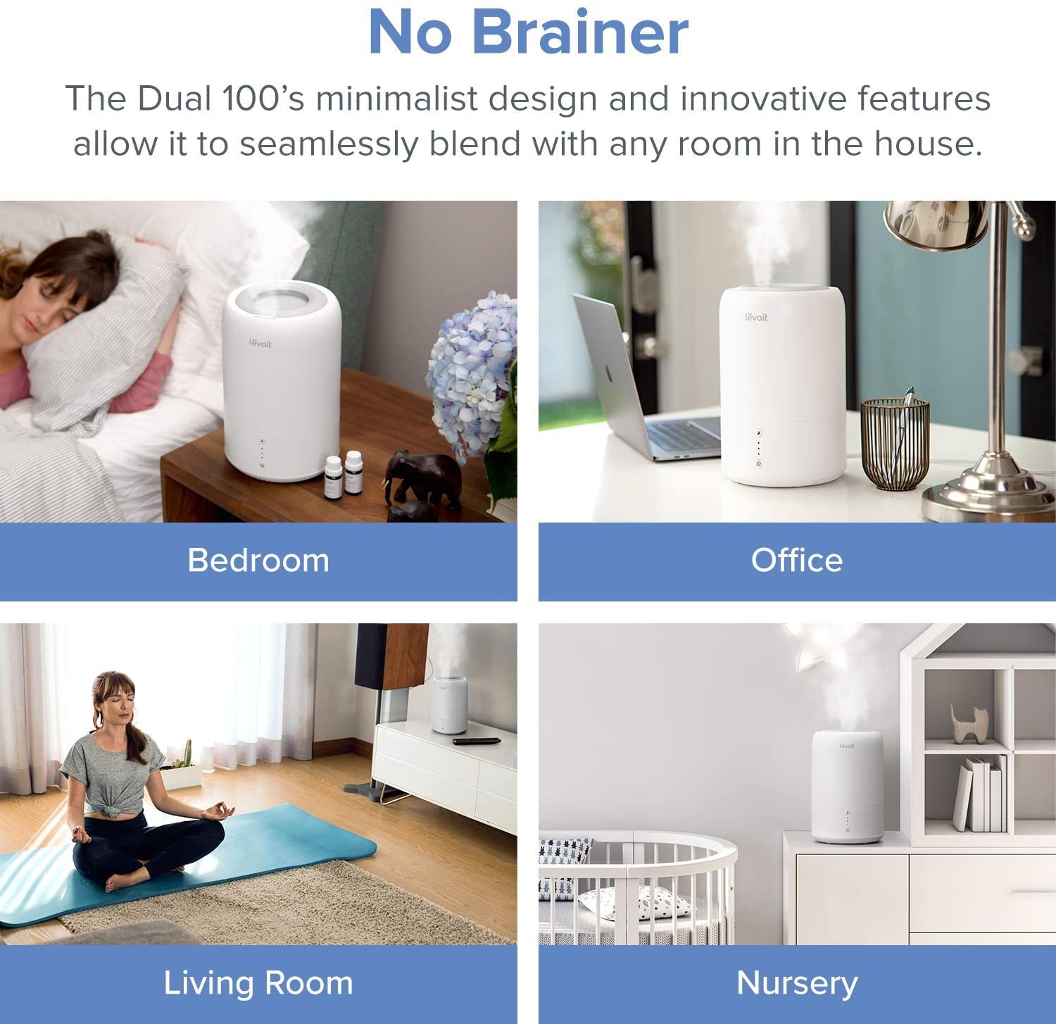LEVOIT Humidifiers for Baby Bedroom, Top Fill Cool Mist for Kids Nursery, Plants with Essential Oil