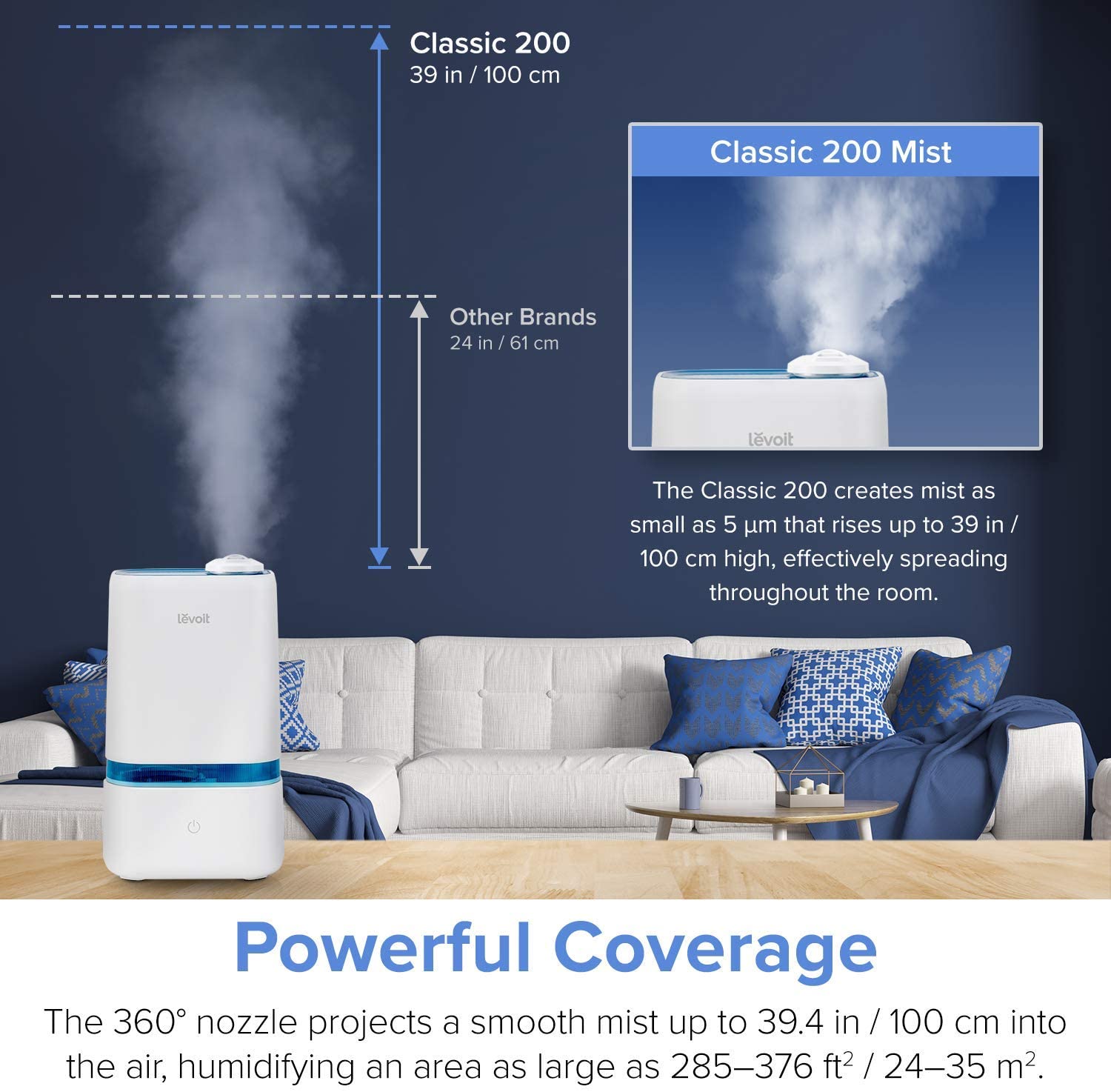 LEVOIT 4L Cool Mist Humidifier for Bedroom Baby, BPA Free, Quiet Ultrasonic Cold Air Humidifier