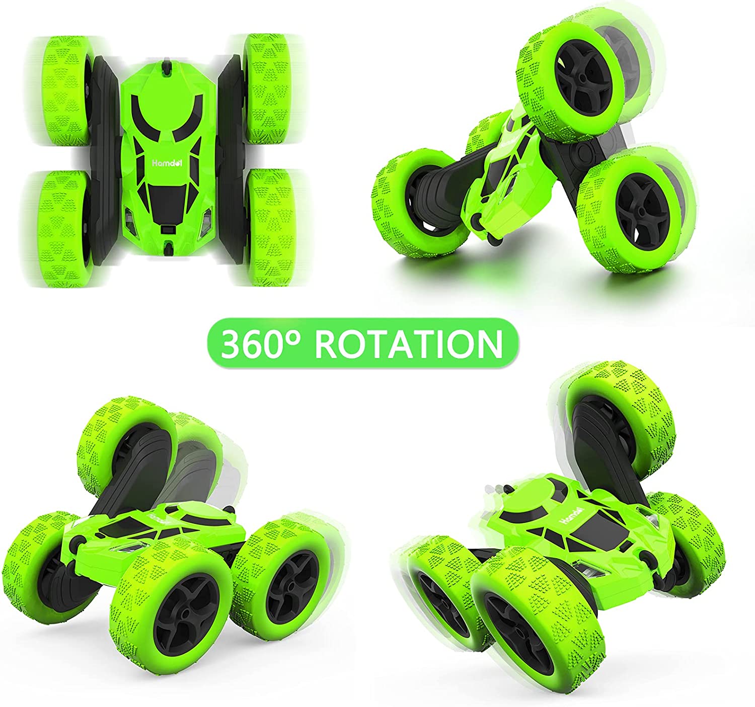 Hamdol Remote Control Car Double Sided 360°Rotating 4WD RC Cars with Headlights 2.4GHz Electric Race Stunt Toy Car Rechargeable Toy Cars for Boys Girls Birthday