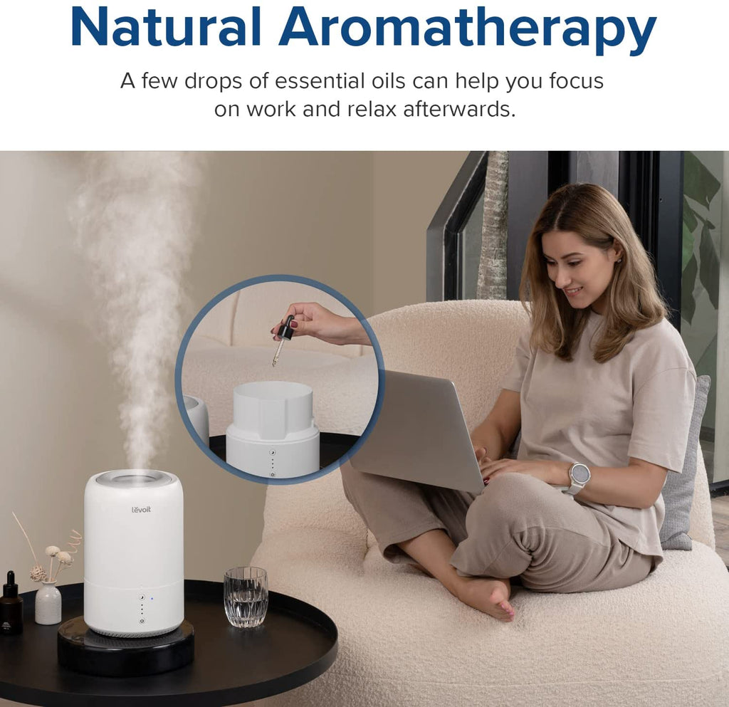 LEVOIT Humidifiers for Baby Bedroom, Top Fill Cool Mist for Kids Nursery, Plants with Essential Oil