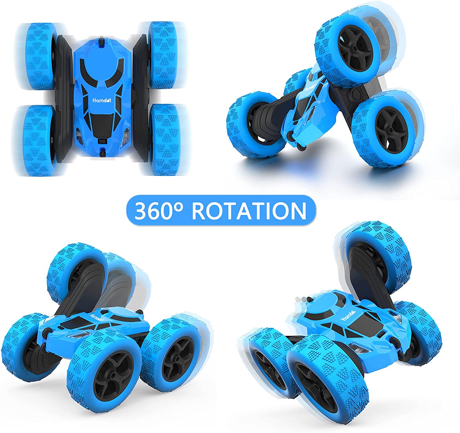 Hamdol Remote Control Car Double Sided 360°Rotating 4WD RC Cars with Headlights 2.4GHz Electric Race Stunt Toy Car Rechargeable Toy Cars for Boys Girls Birthday