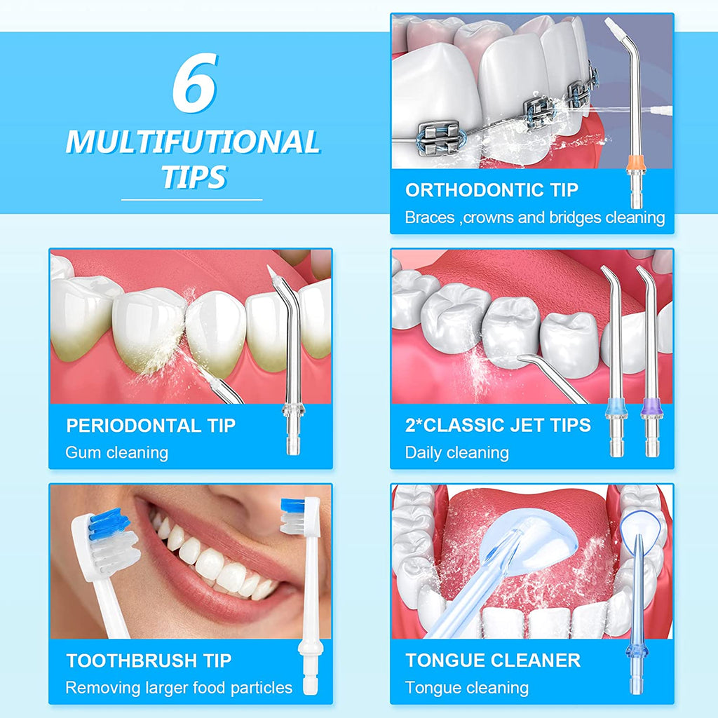 H2ofloss Cordless Water Dental Flosser, Portable Oral Irrigator for Teeth, Braces, Rechargeable & IPX7 Waterproof Teeth Cleaner for Home Travel