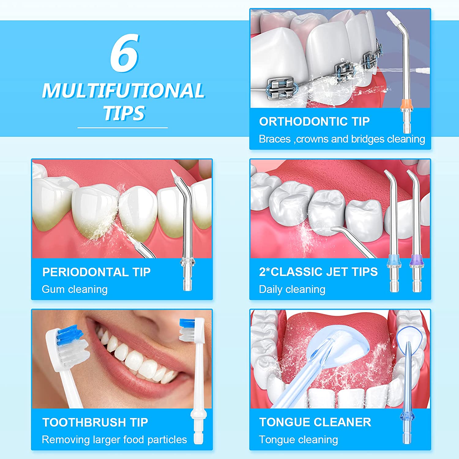 H2ofloss Cordless Water Dental Flosser, Portable Oral Irrigator for Teeth, Braces, Rechargeable & IPX7 Waterproof Teeth Cleaner for Home Travel