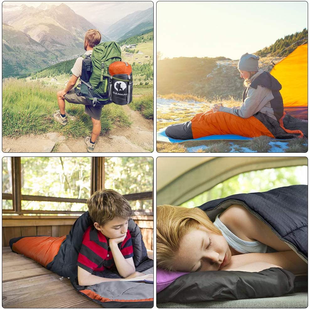 CANWAY Sleeping Bag with Compression Sack, Lightweight and Waterproof for Warm & Cold