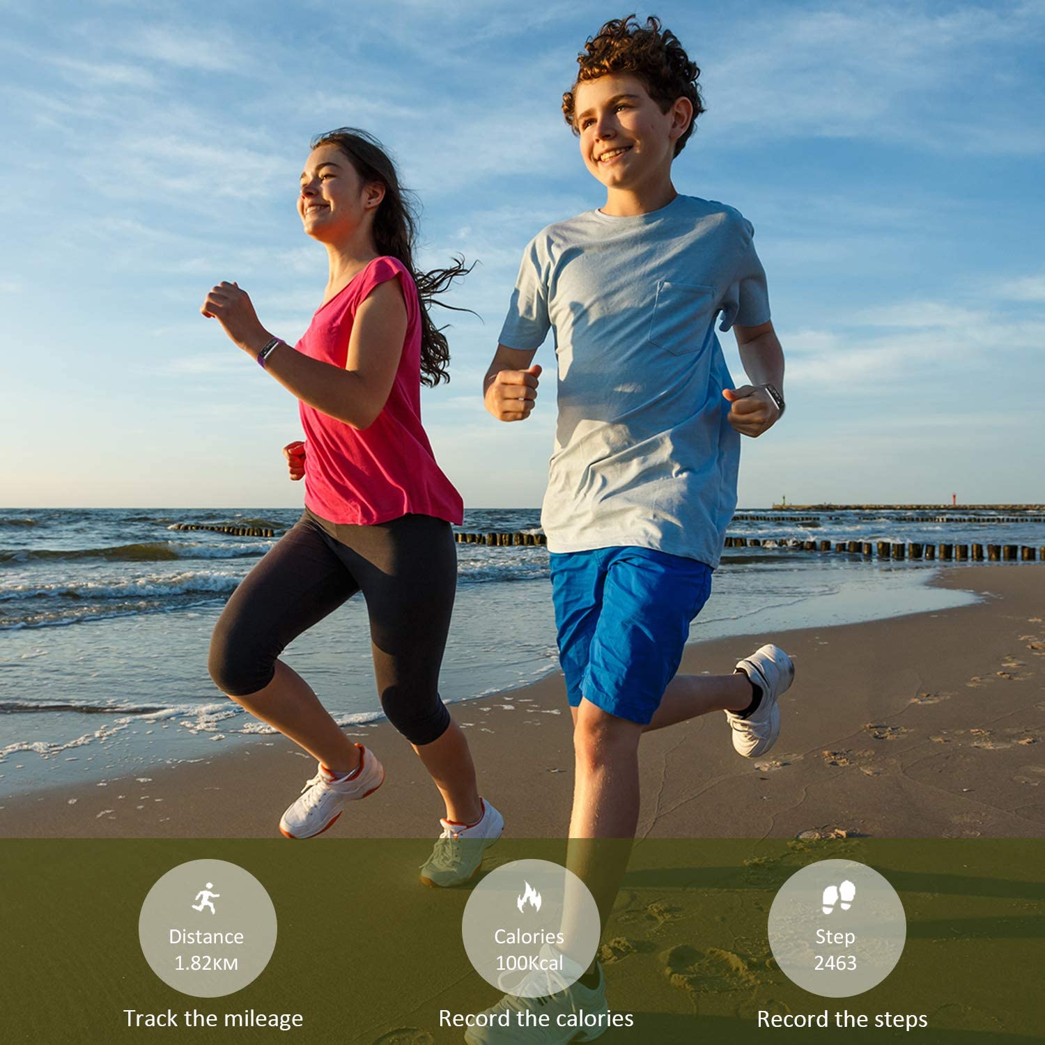 BIGGERFIVE Fitness Tracker Watch for Kids Girls Boys Teens