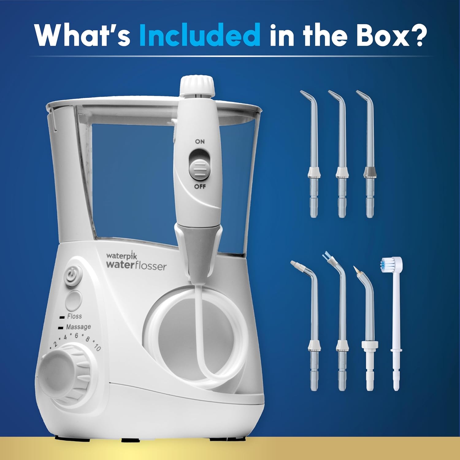 Waterpik Aquarius Water Flosser Professional For Teeth, Gums, Braces, Dental Care, Electric Power With 10 Settings, 7 Tips For Multiple Users And Needs, ADA Accepted, White WP-660