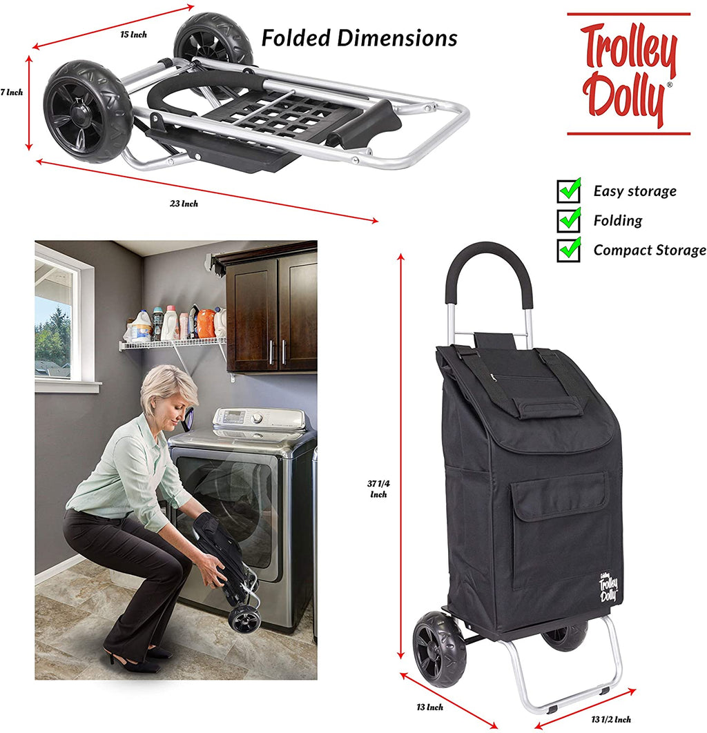 Trolley Dolly, Red Shopping Grocery Foldable Cart