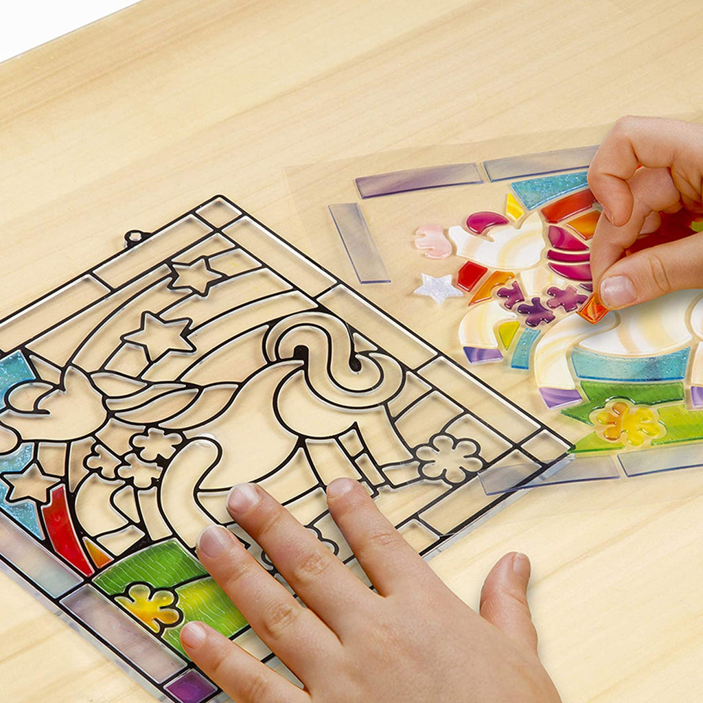 Melissa and Doug Stained Glass Made Easy Activity Kit, Arts and Crafts, Develops Problem Solving Skills, Unicorn, 70+ Stickers