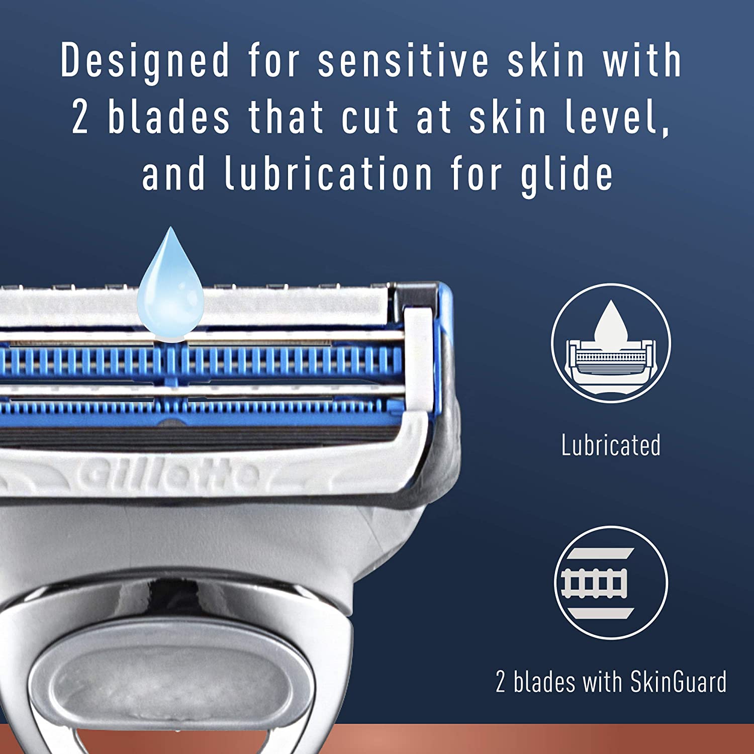 Gillette Neck Razor for Men, Includes 1 Handle, 2 Razor Blade Refills