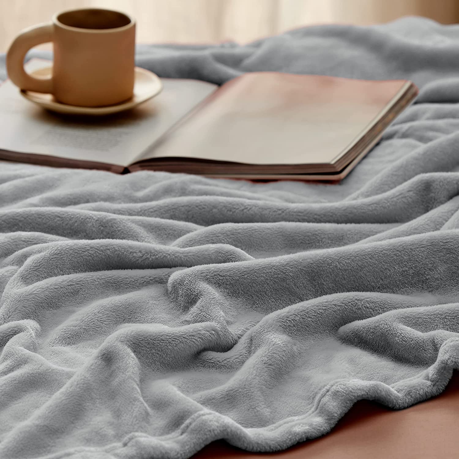 Bedsure Fleece Throw Blanket for Couch - Grey Throw Blankets Lightweight Fuzzy Cozy Soft Plush Warm Blankets and Throws for Sofa, 50x60 inches