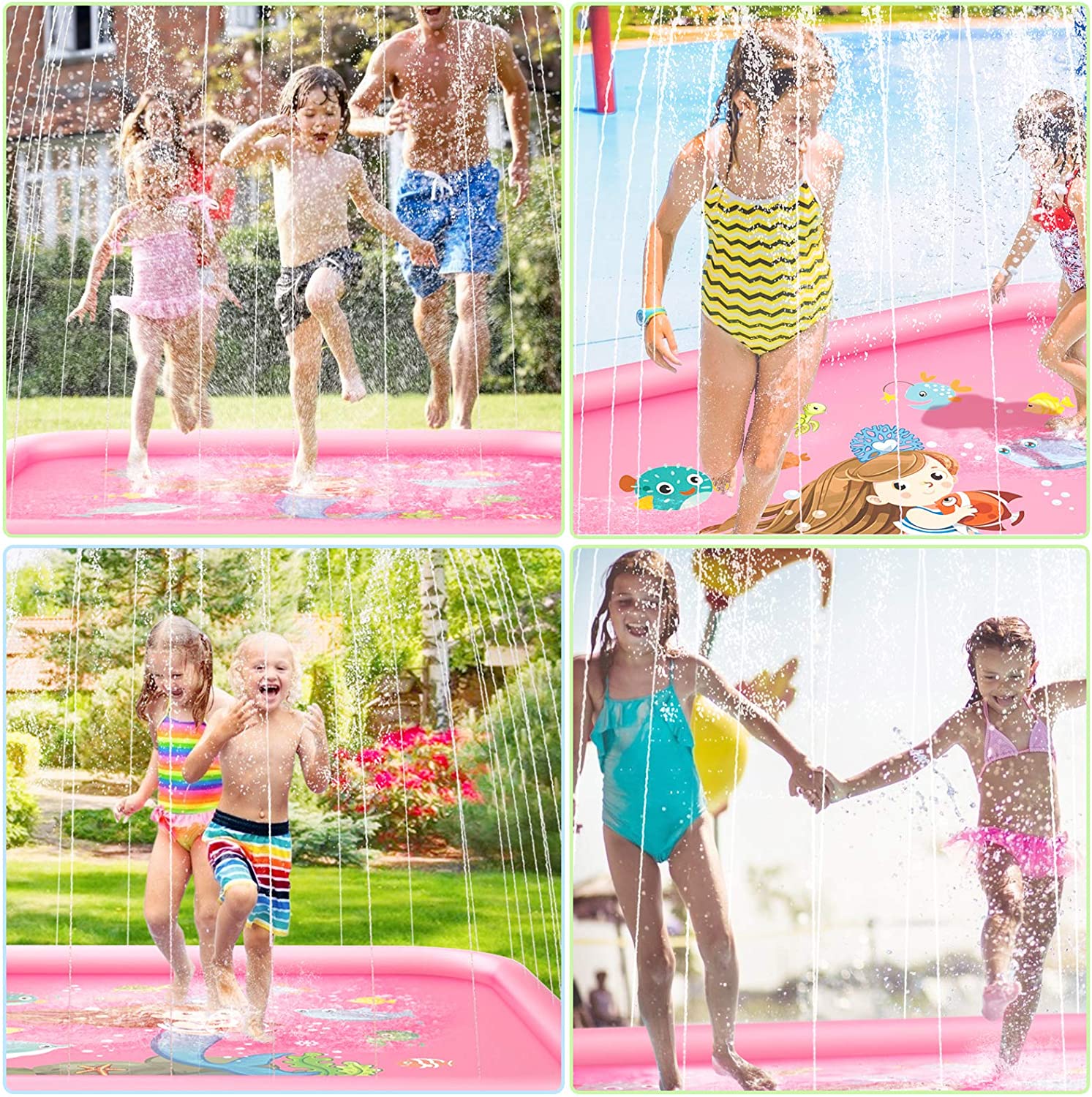 Peradix Sprinkler Pad Splash Play Mat 68 Inches Outdoor Games Party Water Toys Inflatable Pool Kids Sprinkler for Toddlers Boys Girls Kids Extra Large Sprinkle Toys for Kids and Adults in Hot Summer