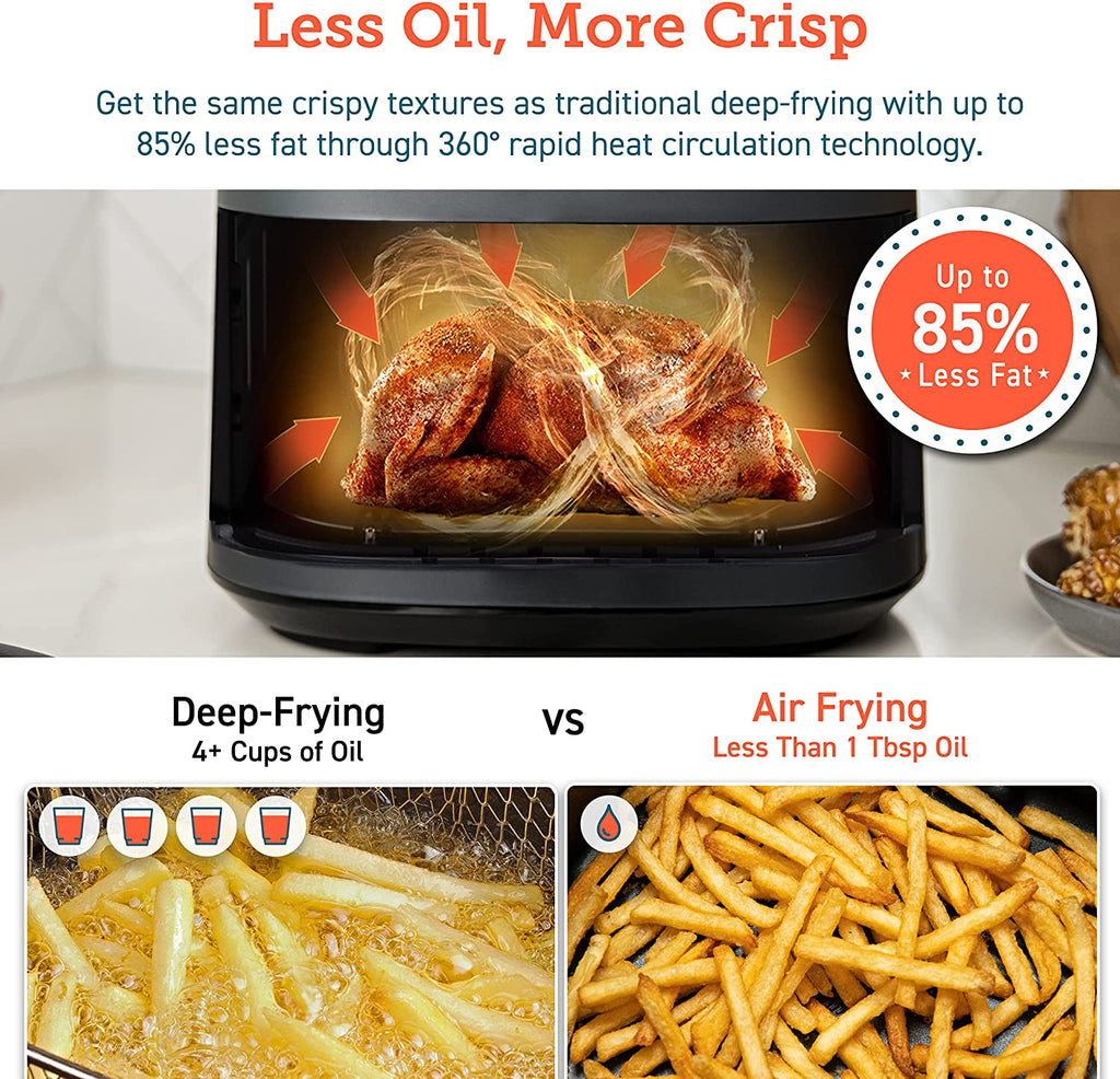 COSORI Air Fryer, 5 Quart Compact Oilless Oven, 30 Recipes, Up to 450℉, 9 One-Touch Cooking Functions
