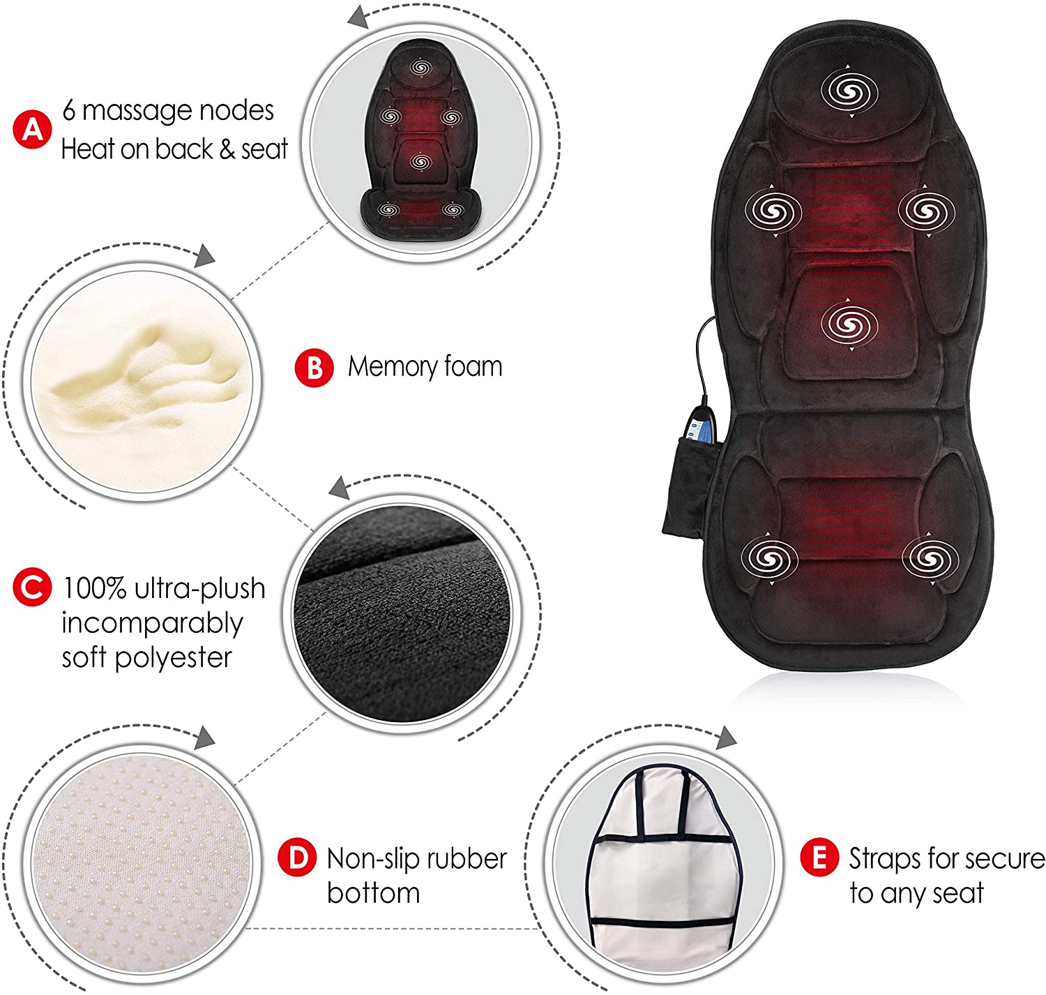 Snailax Memory Foam Massage Seat Cushion