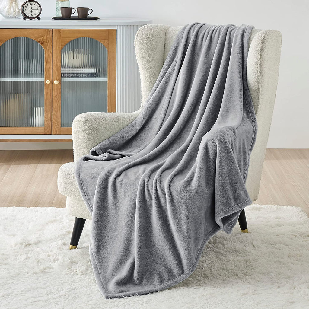 Bedsure Fleece Throw Blanket for Couch - Grey Throw Blankets Lightweight Fuzzy Cozy Soft Plush Warm Blankets and Throws for Sofa, 50x60 inches