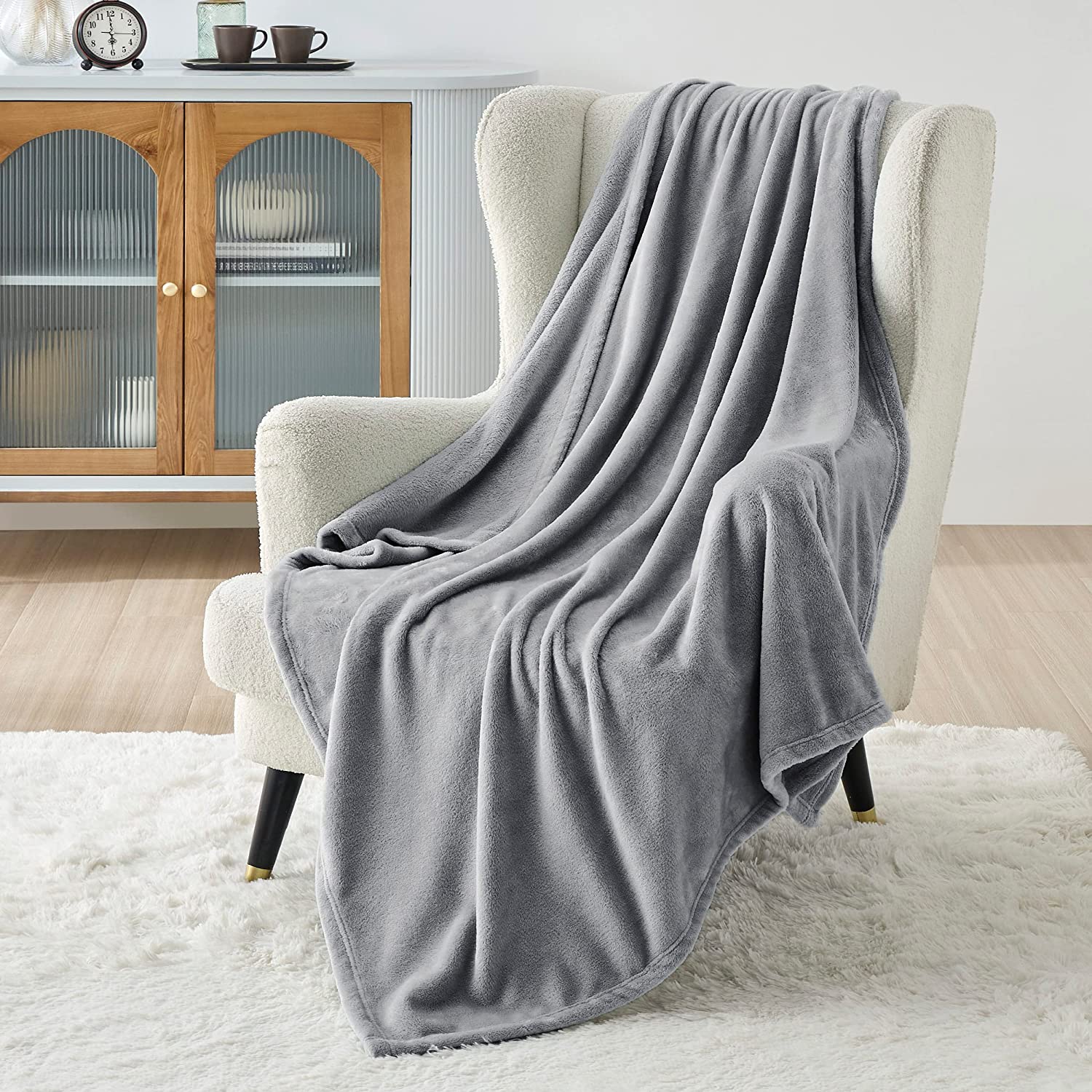 Bedsure Fleece Throw Blanket for Couch - Grey Throw Blankets Lightweight Fuzzy Cozy Soft Plush Warm Blankets and Throws for Sofa, 50x60 inches