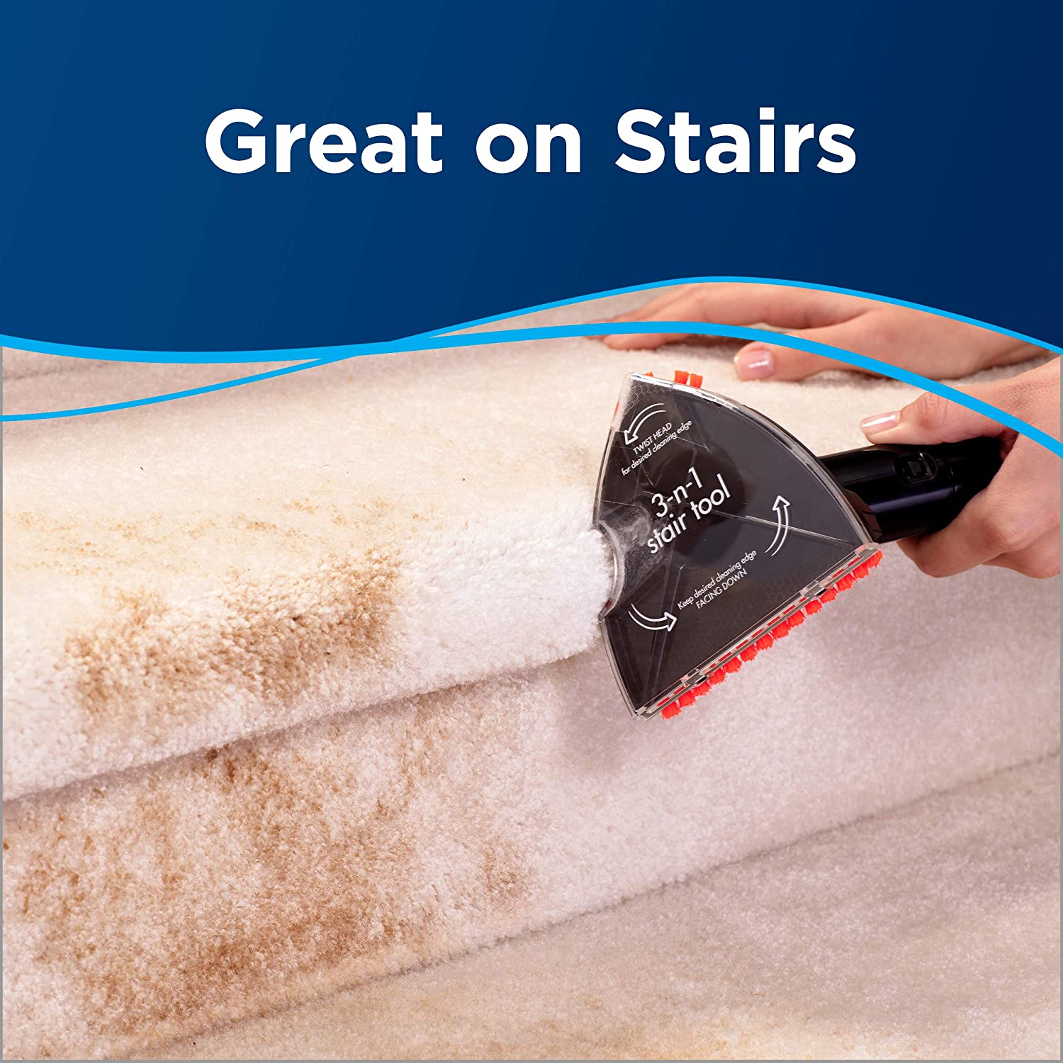 Bissell 3-in-1 Portable Carpet Cleaner  Stair Tool and - HydroRinse Self-Cleaning