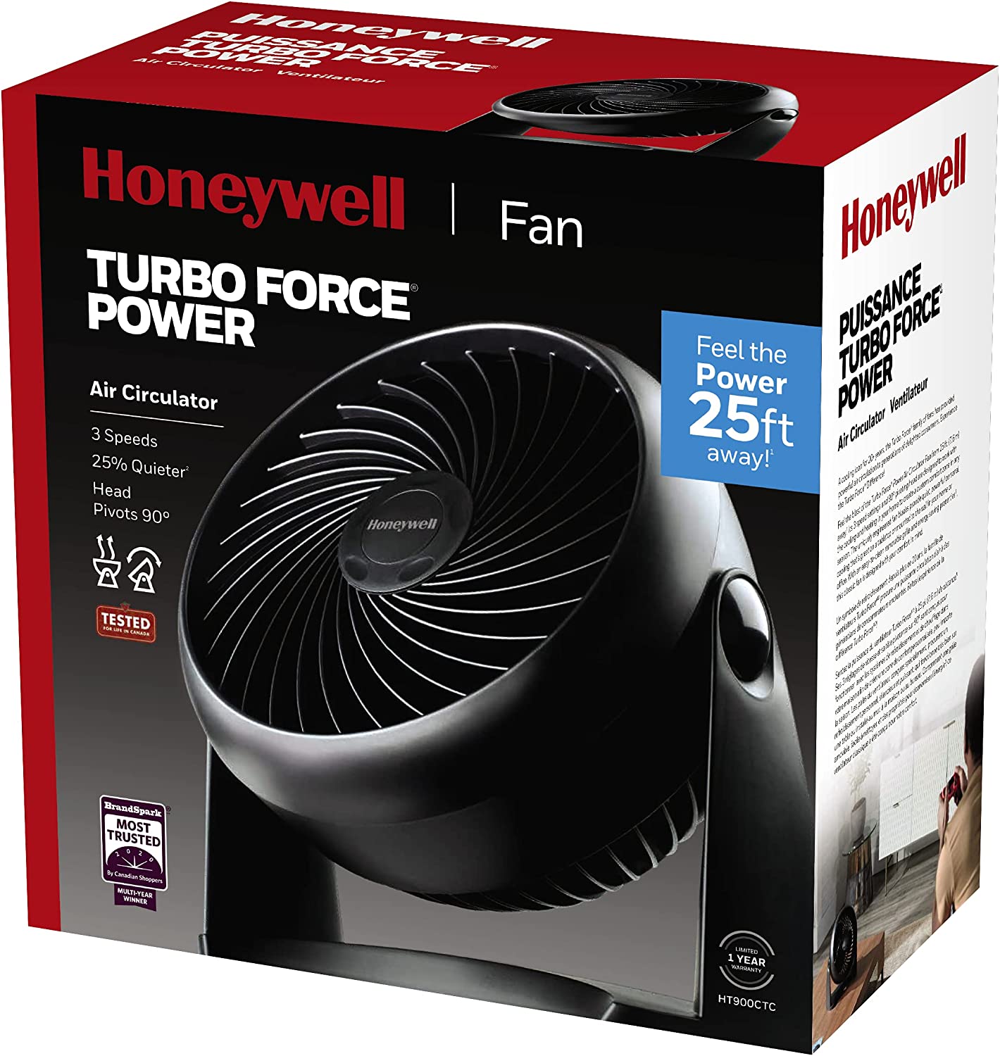 Honeywell 7" TurboForce Desk/Table Fan, Air Circulator for Small Bedroom - 3 Speed