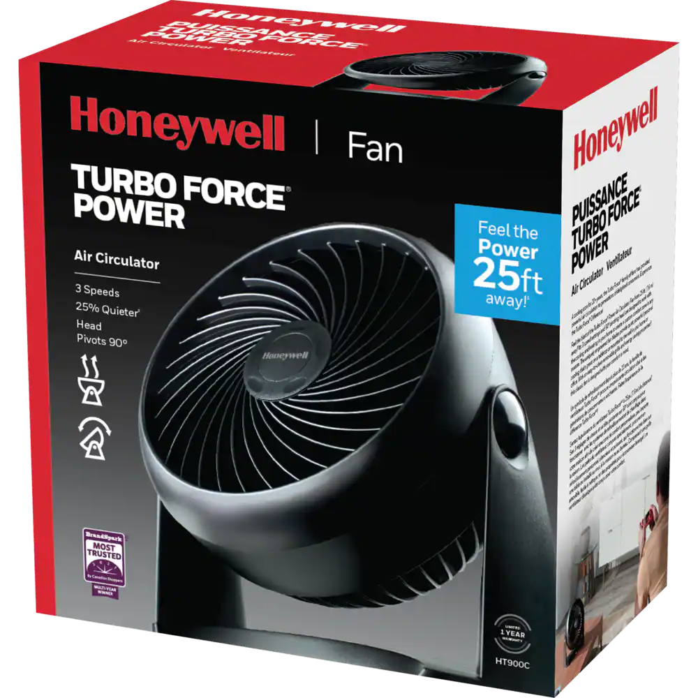 Honeywell TurboForce Tilt-Head Portable Air Circulator Table/Desk Fan, 3-Speed, Black, 7-in