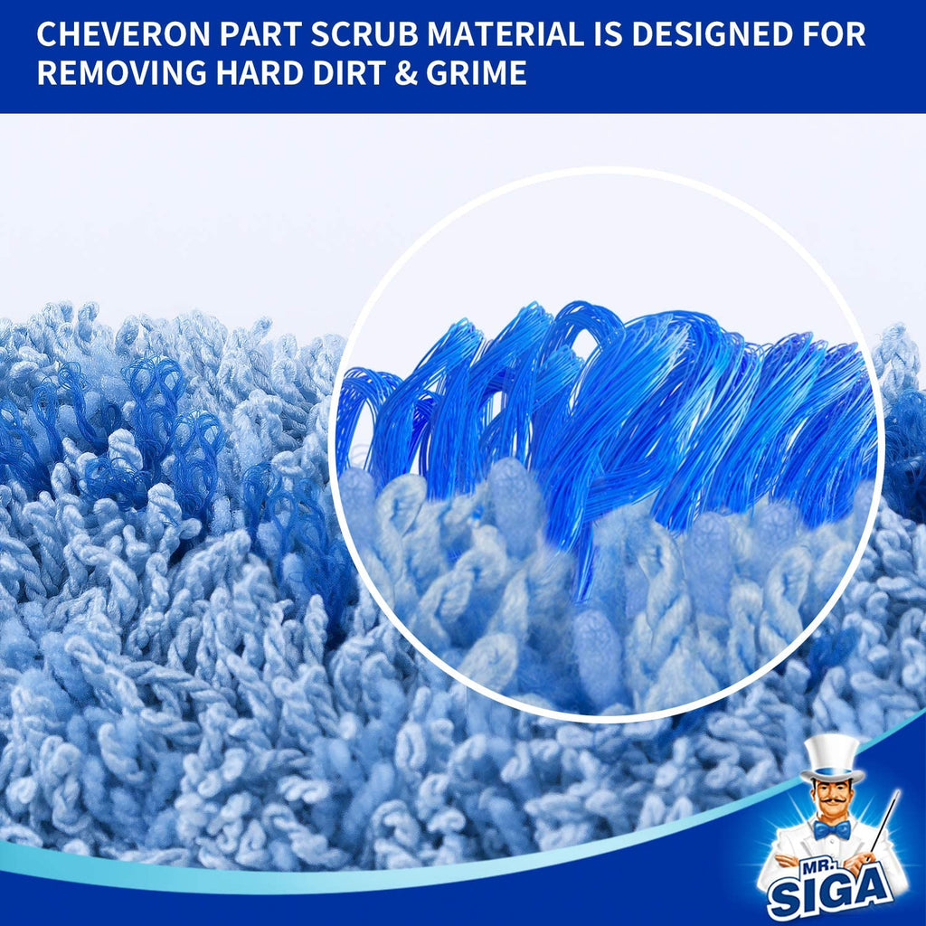 MR.SIGA 18" Professional Microfiber Mop for Floor Cleaning, Stainless Steel Telescopic Handle, Includes 2 Washable Premium Microfiber Mop Pads, 1 Scrub Cloth and 1 Dust Cloth