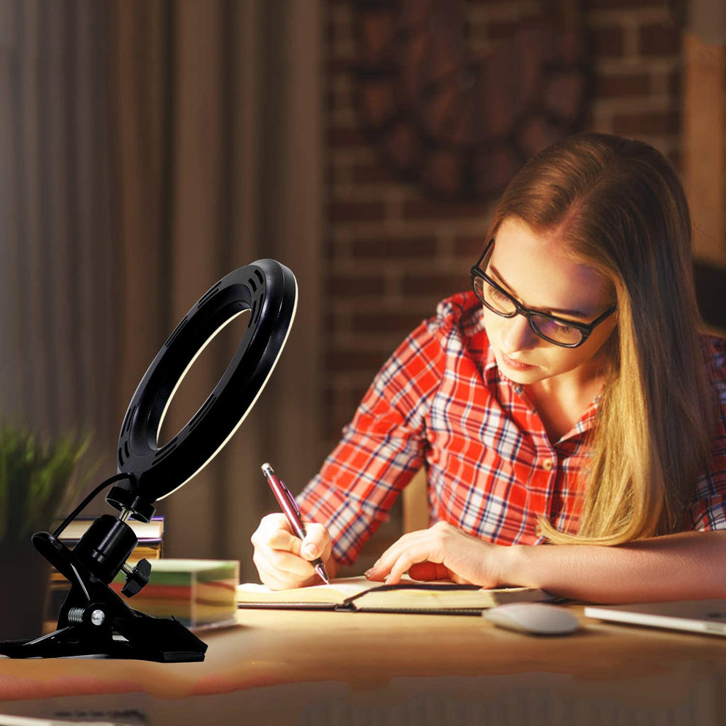Video Conference Lighting Kit 3200k-6500K Dimmable Led Ring Lights Clip on Laptop Monitor for Remote Working/Zoom Calls