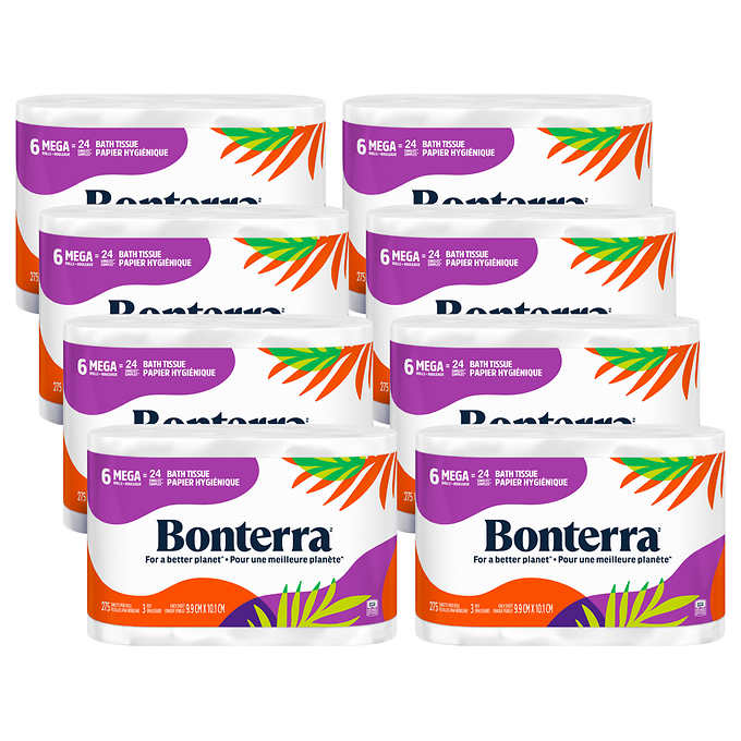 Bonterra Bathroom Tissue 3 ply 48 Rolls x 275 Sheets