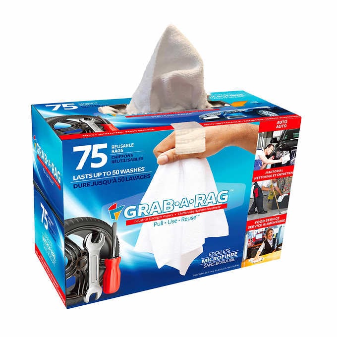 Grab-A-Rag Washable Microfibre Rags, 75-count