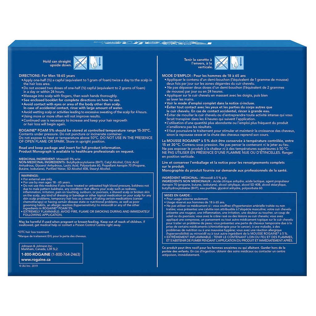 New Men's ROGAINE 5% Minoxidil Foam  Hair Loss & Thinning Treatment, Six Month Supply 6 x 60g